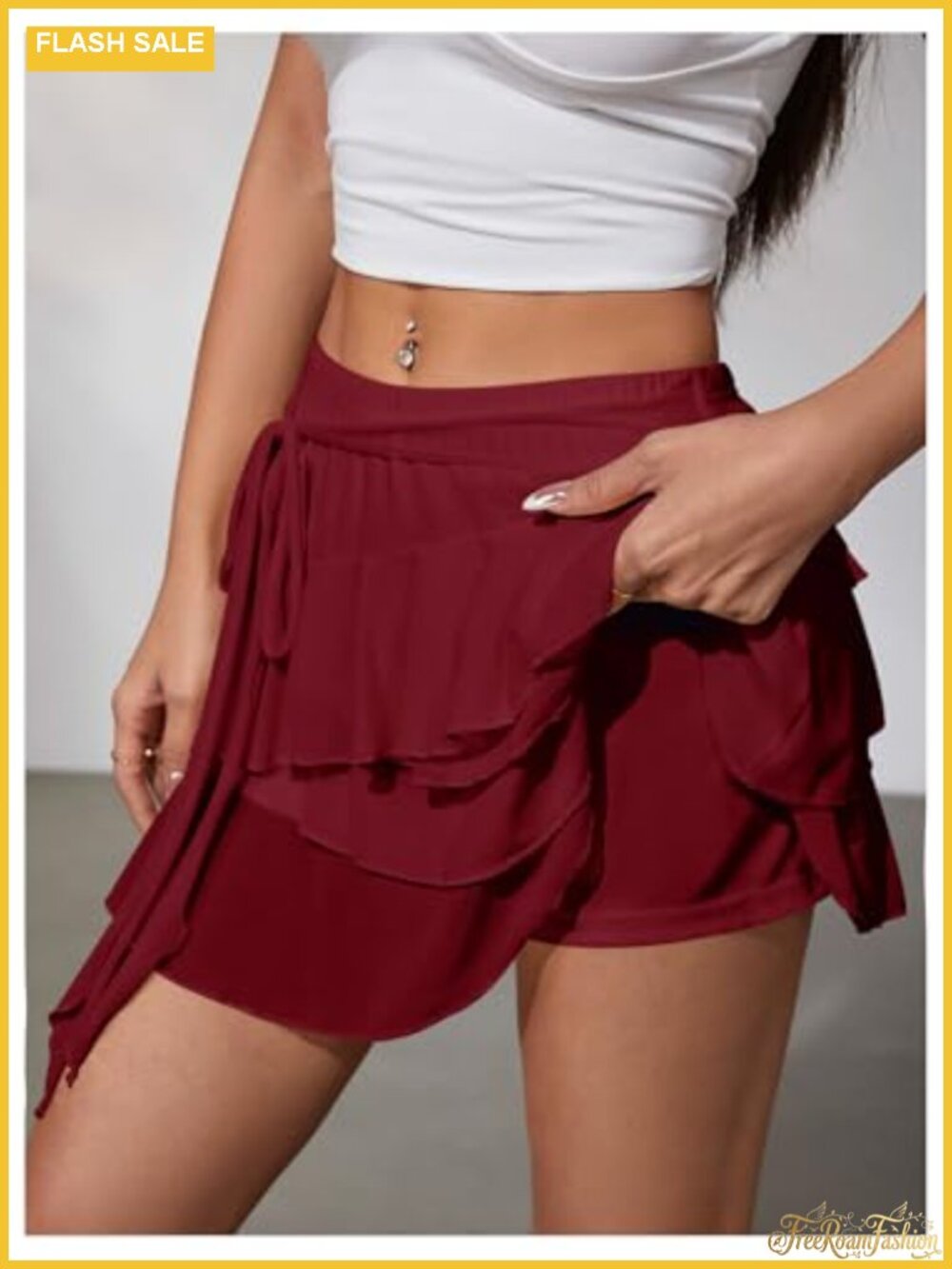 Y2K Mesh Ruffle Layered Mini Skirt Low Rise Sheer Rave - Picture 3 of 4